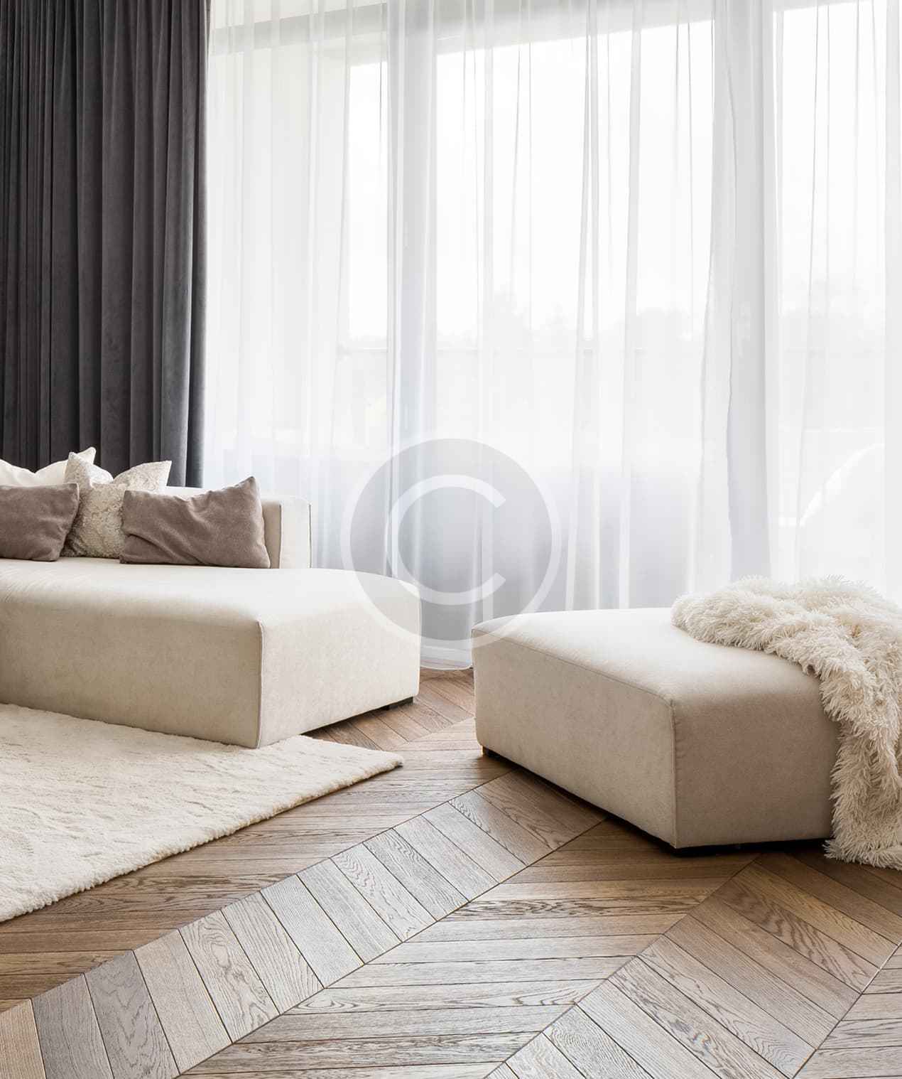 Light brushed chevron hardwood